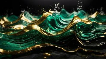 esmeralda verde água com dourado areia pó luxo e mistério abstrato conceito ai gerado foto