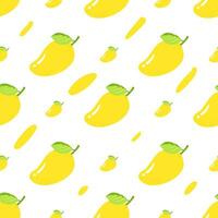 desatado padronizar amarelo mangas folhas fruta com desenho animado isolado em branco.brilhante do delicioso fruta ilustração usava para fundo foto