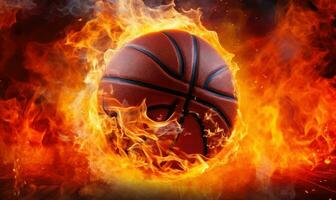 basquetebol bola com fogo foto