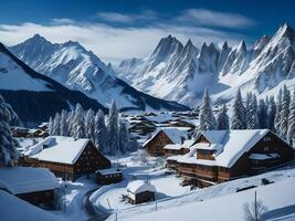 inverno panorama dentro a montanhas ai gerado foto