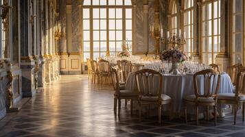 foto do a jantar quarto às a Palácio do versalhes, França. generativo ai