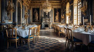 foto do a jantar quarto às a Palácio do versalhes, França. generativo ai