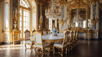 foto do a jantar quarto às a Palácio do versalhes, França. generativo ai