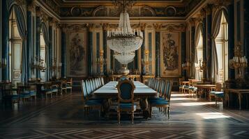 foto do a jantar quarto às a Palácio do versalhes, França. generativo ai