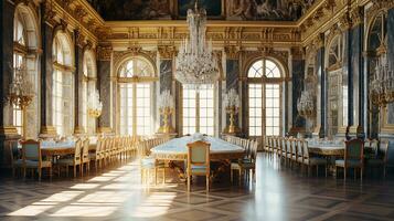 foto do a jantar quarto às a Palácio do versalhes, França. generativo ai