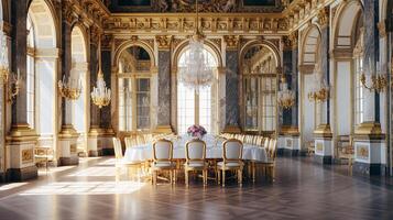 foto do a jantar quarto às a Palácio do versalhes, França. generativo ai