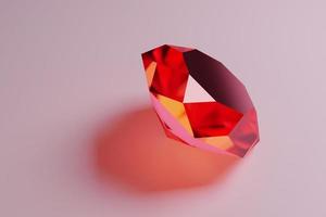 grande e deslumbrante rubi ou gema clara brilhante em fundo rosa - renderização em 3D foto