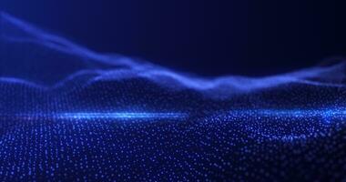 abstrato azul energia ondas a partir de partículas do futurista oi-tech brilhando fundo foto