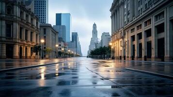 clássico arquitetura e urbano estradas, esvaziar estrada dentro a cidade, generativo ai ilustração foto