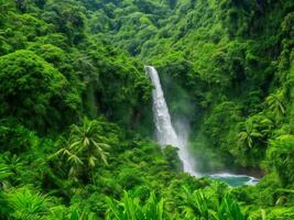 cascata dentro a selva ai gerado foto