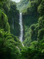 cascata dentro a selva ai gerado foto