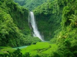 cascata dentro a selva ai gerado foto