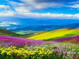 lindo flores dentro a montanhas ai gerado foto