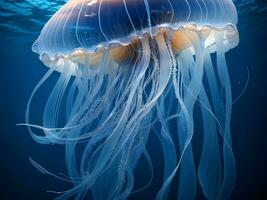 medusa dentro a azul água ai gerado foto