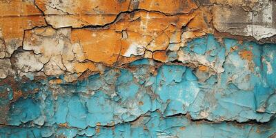 generativo ai, enferrujado azul e turquesa metal fundo. grunge velho parede textura foto