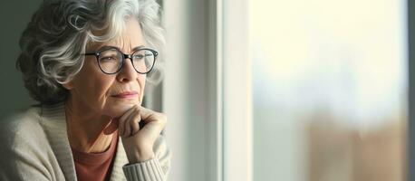 depressivo e frustrado idosos mulher com memória perda demência e mental transtorno foto