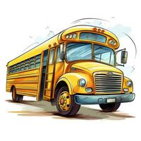 escola ônibus, costas para escola desenho animado estilo Alto qualidade ai imagem gerado foto