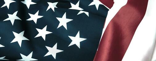 fechar-se americano bandeira, EUA bandeira fundo com cópia de espaço. topo Visão foto
