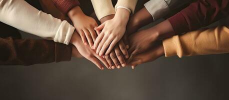 multirracial jovem amigos a comemorar união em internacional juventude dia destacando cultural e legal problemas foto