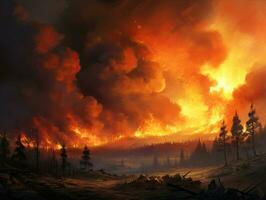 imagem do uma panorama com uma queimando incêndios foto