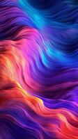 abstrato néon fundo ondas brilhando dentro ultravioleta espectro. social meios de comunicação histórias modelo. ai generativo foto