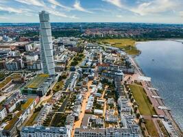 lindo aéreo panorâmico Visão do a Malmo cidade dentro Suécia. foto