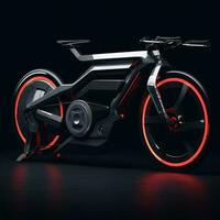futurista motocicleta em a Sombrio fundo criada com generativo ai tecnologia foto