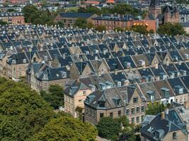 aéreo Visão do a telhados do kartoffelraekkerne vizinhança, dentro oesterbro, copenhague, Dinamarca. foto