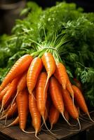 maduro cenouras dentro outono agrícola mercado foto