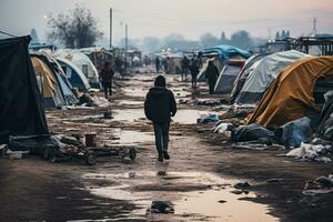 refugiado acampamento multidão do tendas abrigo foto