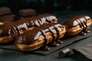 eclairs chocolate. gerar ai foto