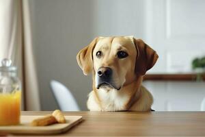 cachorro esperando Comida. gerar ai foto