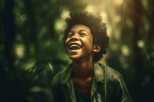 afro americano garoto. gerar ai foto