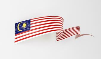 3d bandeira do Malásia 3d ondulado brilhante Malásia fita bandeira isolado em branco fundo 3d ilustração foto