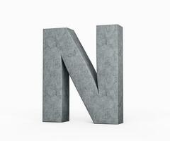 3d concreto capital carta n alfabeto n fez do cinzento concreto pedra branco fundo 3d ilustração foto