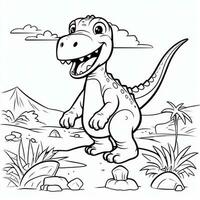 ilustração esboço desenhando branco fundo desenho animado fofa dinossauro para coloração, personagem jogos aplicativo móvel, generativo ai foto