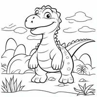 ilustração esboço desenhando branco fundo desenho animado fofa dinossauro para coloração, personagem jogos aplicativo móvel, generativo ai foto