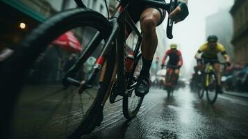 açao ciclismo maratona. generativo ai foto