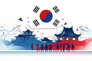 nacional libertação dia do sul Coréia bandeira. generativo ai foto