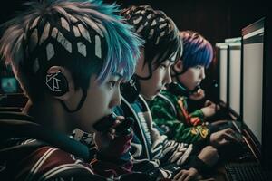 japonês gamers equipe. ai gerado foto