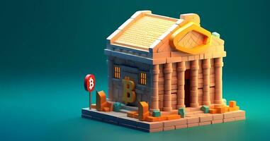 3d bitcoin banco fez Fora do Lego tijolos foto