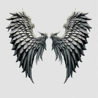 anjo asas isolado branco fundo, ai gerado foto