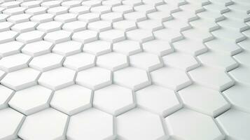 3d ilustração branco geométrico hexágono abstrato fundo. superfície hexágono padrão, hexagonal favo de mel. generativo ai foto