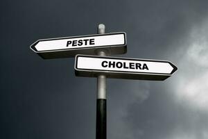 peste ou cólera - direcional sinais foto