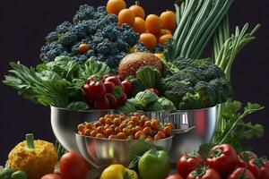 colorida nutrição do uma cativante imagem exibindo uma diverso seleção do saudável alimentos ai generativo foto