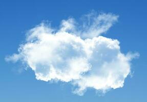 solteiro nuvem dentro a profundo azul céu fundo. branco fofo nuvem foto, lindo nuvem forma. clima conceito foto