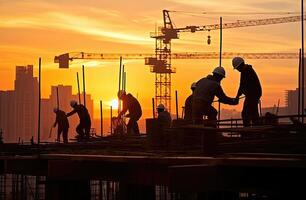 trabalhadores trabalhando em a construção local - ai generativo foto