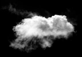 solteiro branco nuvem isolado sobre Preto fundo foto