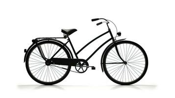 isolado branco vintage bicicleta com sombra. silhueta conceito foto