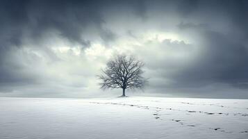 parcialmente nublado campo com neve carregado árvores silhueta conceito foto
